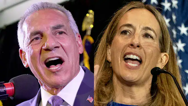 Jack Ciattarelli (R) left, and Mikie Sherrill (D)